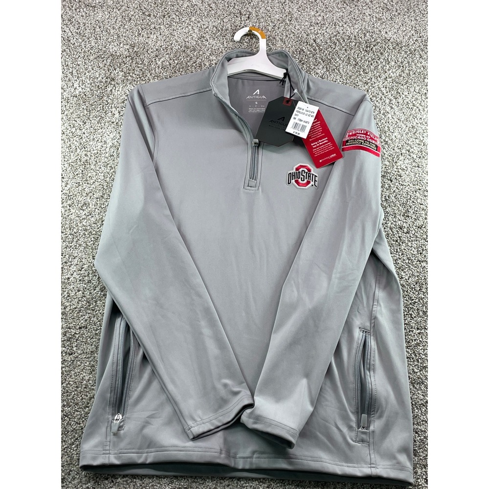 Antigua Ohio State Buckeyes 1/4 Zip Pullover Mens Small Gray NEW Wrigley Field